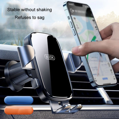 Support de téléphone de voiture Anti-choc BUDK Support de navigation de voiture Fixation par gravité pour grille d'aération (Noir)