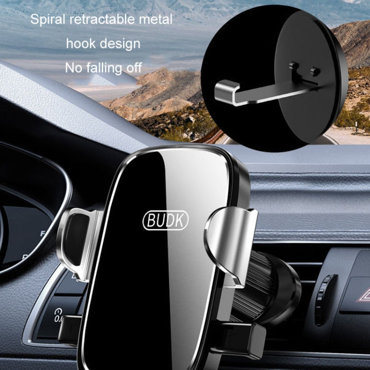 Support de téléphone de voiture Anti-choc BUDK Support de navigation de voiture Fixation par gravité pour grille d'aération (Noir)