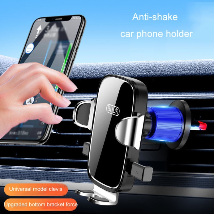 Support de téléphone de voiture Anti-choc BUDK Support de navigation de voiture Fixation par gravité pour grille d'aération (Noir)
