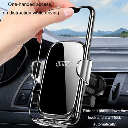 Support de téléphone de voiture Anti-choc BUDK Support de navigation de voiture Fixation par gravité pour grille d'aération (Noir)