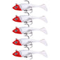 5pcs /Pack HENGJIA SO071 T-Tail Lead Fishing Lure Lua Fishing Soft Bait, Size: 8.5cm 10.6g(Red And White)