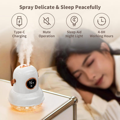 ICARER FAMILY IF-JS01 USB Charging Desktop Night Light Dual-spray Humidifier, Color: Pink (Doll)