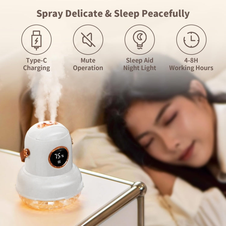 ICARER FAMILY IF-JS01 USB Charging Desktop Night Light Dual-spray Humidifier, Color: Beige (Digital)