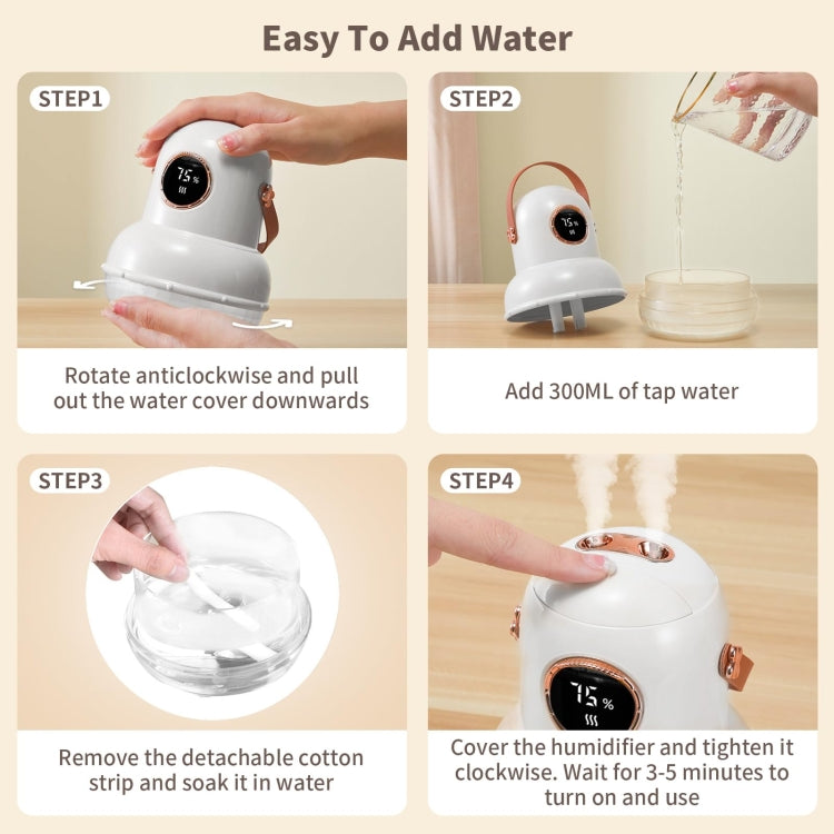 ICARER FAMILY IF-JS01 USB Charging Desktop Night Light Dual-spray Humidifier, Color: White (Doll)