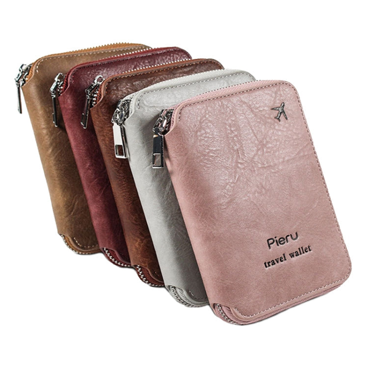 RFID Anti-theft Large Capacity Zipper Passport Bag Multifunctional Travel Document Storage Bag(Pink)