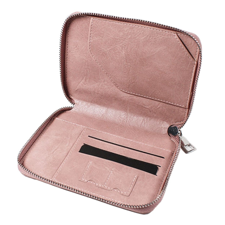 RFID Anti-theft Large Capacity Zipper Passport Bag Multifunctional Travel Document Storage Bag(Pink)