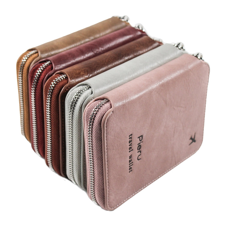 RFID Anti-theft Large Capacity Zipper Passport Bag Multifunctional Travel Document Storage Bag(Pink)