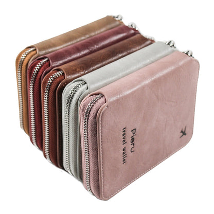 RFID Anti-theft Large Capacity Zipper Passport Bag Multifunctional Travel Document Storage Bag(Pink)