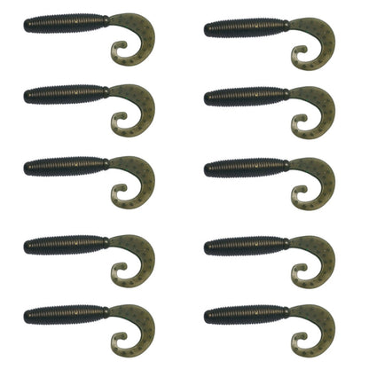 5cm 10pcs /Pack HENGJIA Curved-Tail Soft Dummy Bait Freshwater Fishing Lures(Gray Black)