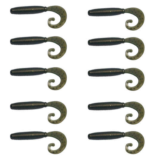 5cm 10pcs /Pack HENGJIA Curved-Tail Soft Dummy Bait Freshwater Fishing Lures(Gray Black)
