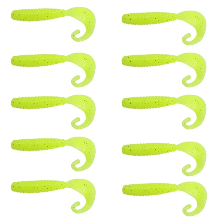 5cm 10pcs /Pack HENGJIA Curved-Tail Soft Dummy Bait Freshwater Fishing Lures(Light Yellow)