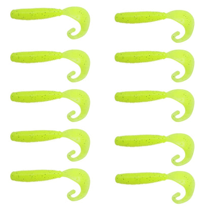 5cm 10pcs /Pack HENGJIA Curved-Tail Soft Dummy Bait Freshwater Fishing Lures(Light Yellow)