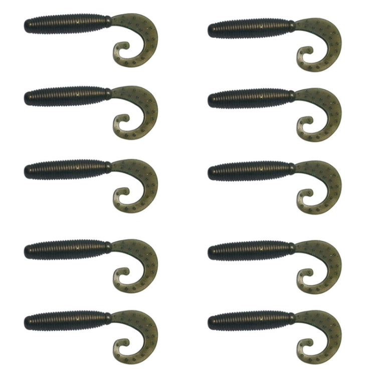6cm 10pcs /Pack HENGJIA Curved-Tail Soft Dummy Bait Freshwater Fishing Lures(Gray Black)