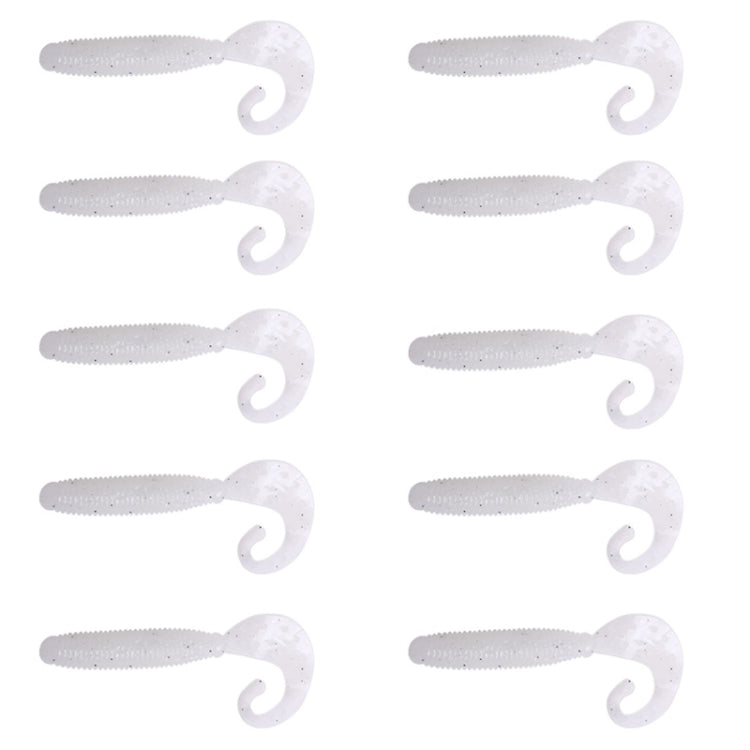 6cm 10pcs /Pack HENGJIA Curved-Tail Soft Dummy Bait Freshwater Fishing Lures(Silver White)