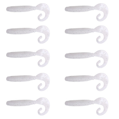 6cm 10pcs /Pack HENGJIA Curved-Tail Soft Dummy Bait Freshwater Fishing Lures(Silver White)