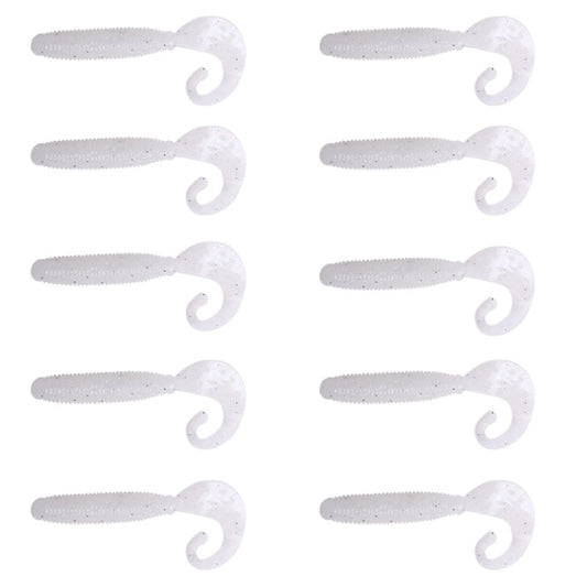 6cm 10pcs /Pack HENGJIA Curved-Tail Soft Dummy Bait Freshwater Fishing Lures(Silver White)
