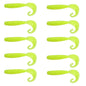6 cm 10 pièces/paquet HENGJIA Leurre souple à queue courbée, appât factice pour pêche en eau douce (jaune clair)