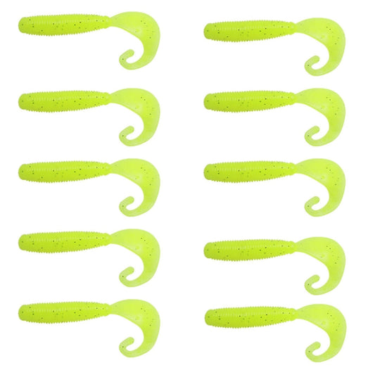 7cm 10pcs /Pack HENGJIA Curved-Tail Soft Dummy Bait Freshwater Fishing Lures(Light Yellow)