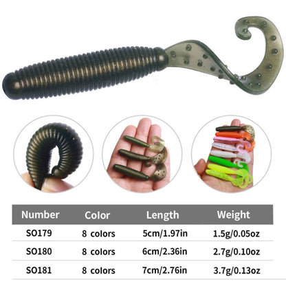 5cm 10pcs /Pack HENGJIA Curved-Tail Soft Dummy Bait Freshwater Fishing Lures(Light Yellow)
