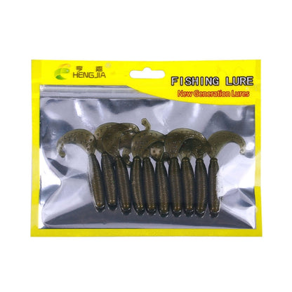 7cm 10pcs /Pack HENGJIA Curved-Tail Soft Dummy Bait Freshwater Fishing Lures(Gray Black)