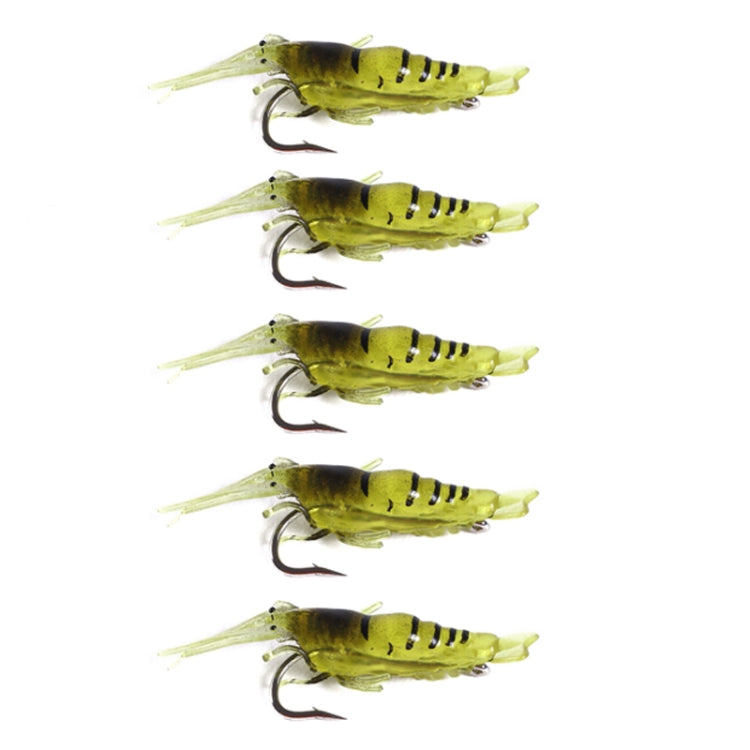 Lot de 5 leurres souples HENGJIA SO064 imitation crevette en herbe, taille : 4 cm 1,5 g (jaune transparent)