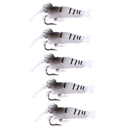 5pcs /Pack HENGJIA SO064 Imitation Grass Shrimp Dummy Bait Lua Fishing Soft Lures, Size: 4cm 1.5g(White Gray)