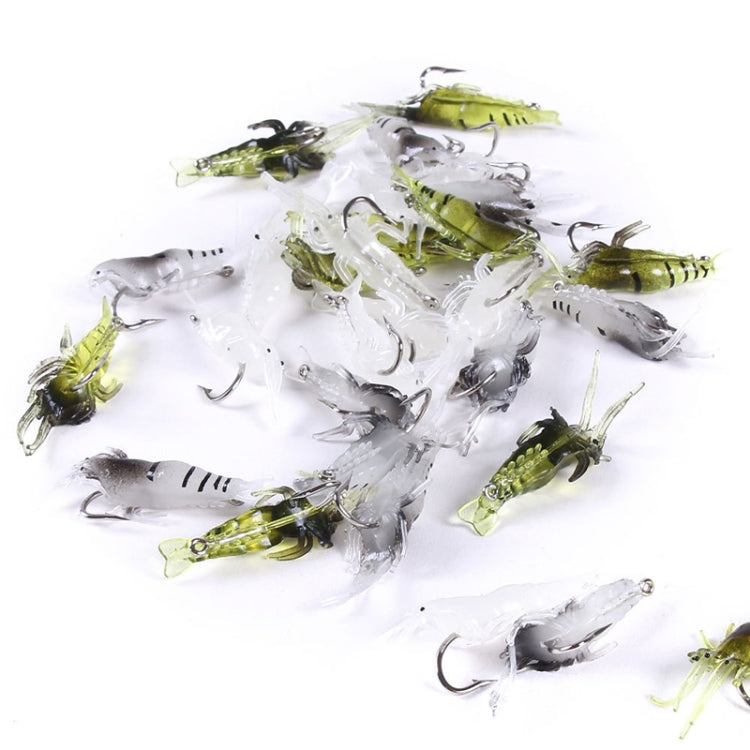 Lot de 5 leurres souples HENGJIA SO064 imitation crevette en herbe, taille : 4 cm 1,5 g (jaune transparent)