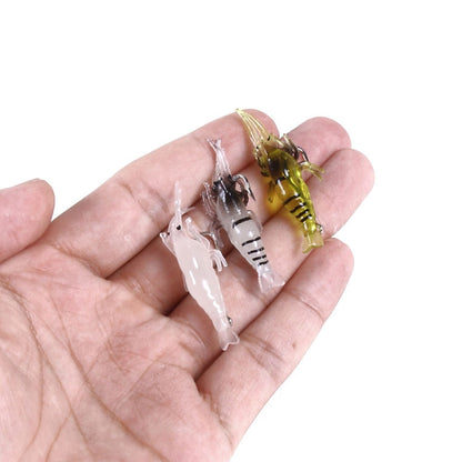 Lot de 5 leurres souples HENGJIA SO064 imitation crevette en herbe, taille : 4 cm 1,5 g (jaune transparent)