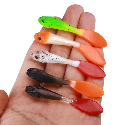 7cm 5pcs /Pack HENGJIA SO177 Dual Color Imitation Fishing Lure Freshwater Soft Dummy Bait(Color 4)