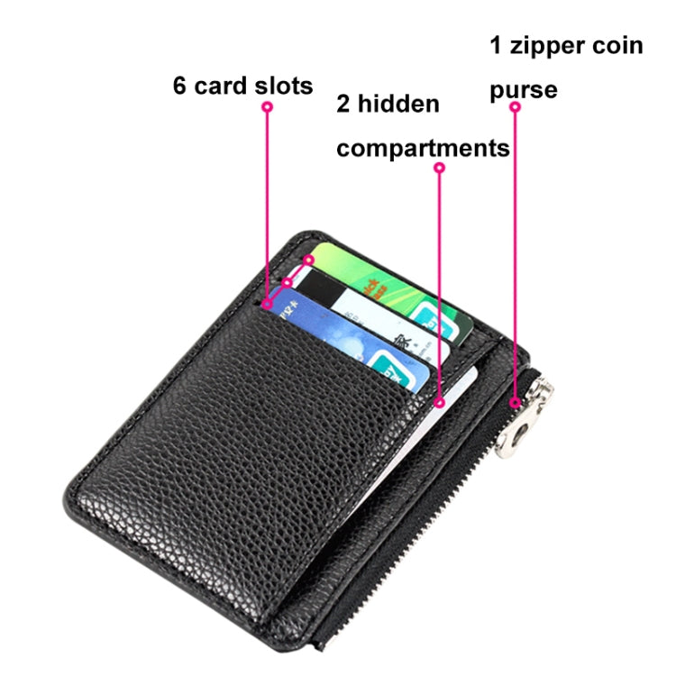Multi-card Slot Zipper Card Holder Large Capacity Ultra-thin Coin Purse(Pink)