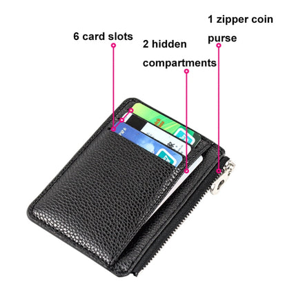 Multi-card Slot Zipper Card Holder Large Capacity Ultra-thin Coin Purse(Pink)