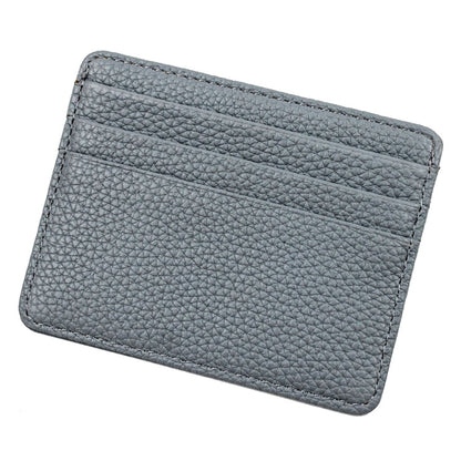 Lychee Pattern Multi-Card Slot Mini Card Holder Ultra-thin Coin Purse(Blue)