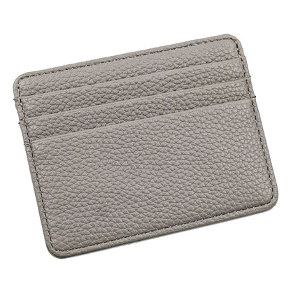 Lychee Pattern Multi-Card Slot Mini Card Holder Ultra-thin Coin Purse(Beige)