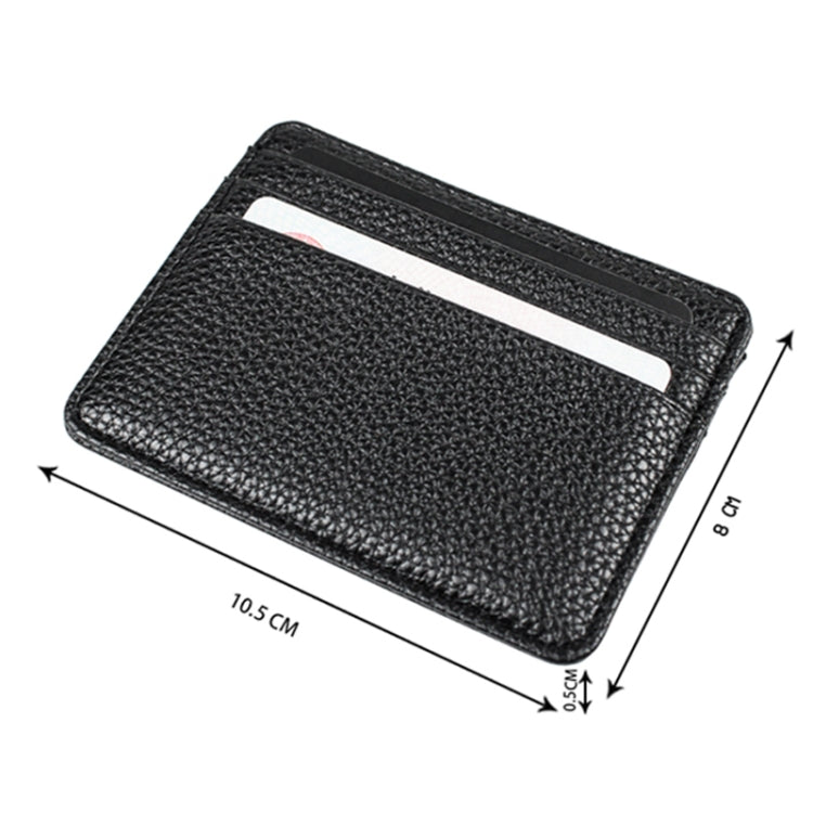 Lychee Pattern Multi-Card Slot Mini Card Holder Ultra-thin Coin Purse(Beige)