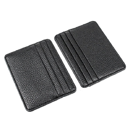 Lychee Pattern Multi-Card Slot Mini Card Holder Ultra-thin Coin Purse(Beige)