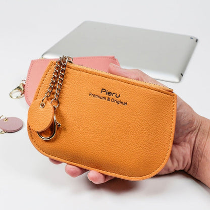 Leisure Ultra-thin Ladies Coin Purse Zippered Mini Wallet(Pink)