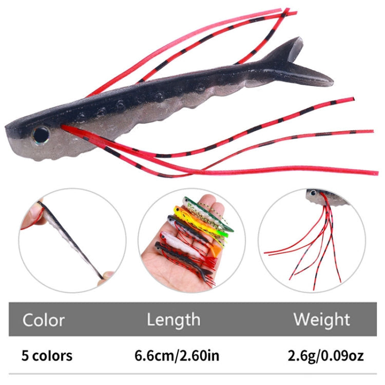 6.6cm 5pcs /Pack HENGJIA SO175 Two Color Split Fork Soft Bait Freshwater Fishing Salmon Lures(Color 1)