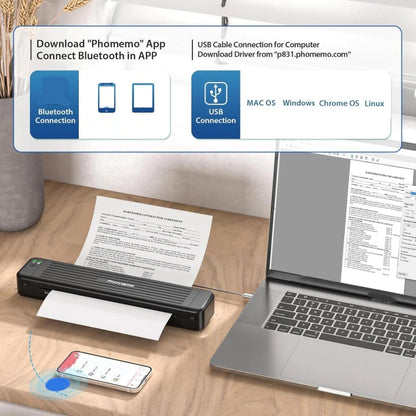 Phomemo P831 Bluetooth Portable Thermal Transfer Printer Support A4 / Letter / A5 / B5 Plain Paper Printing(Black)