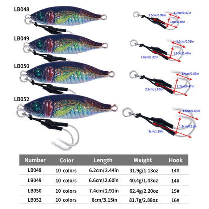 10 Couleurs/Lot HENGJIA Plaque de Fer Leurre de Pêche à la Ligne en Plomb Appât Lent pour Pêche en Mer, Modèle : 80g