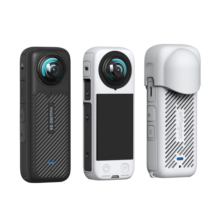 Pour Insta360 X4 AMagisn Housse de Protection en Silicone Cache-Objectif Gris