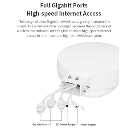 COMFAST WA933 Wi-Fi6  3000Mbps Outdoor Access Point Dual Band Waterproof Wireless Router Support VLAN(US Plug)