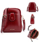 Baellerry N8925 Oil Wax Leather Double Zipper Mobile Phone Bag Shoulder Crossbody Coin Purse(Red)