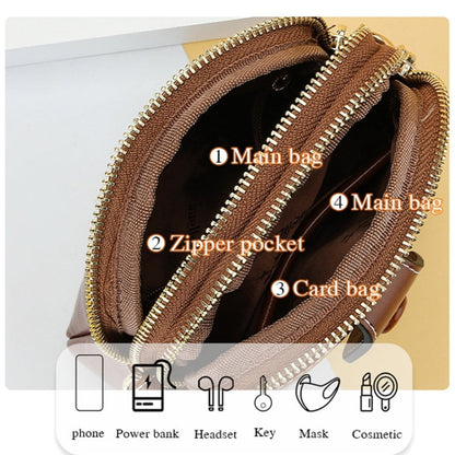Baellerry N8925 Oil Wax Leather Double Zipper Mobile Phone Bag Shoulder Crossbody Coin Purse(Red)