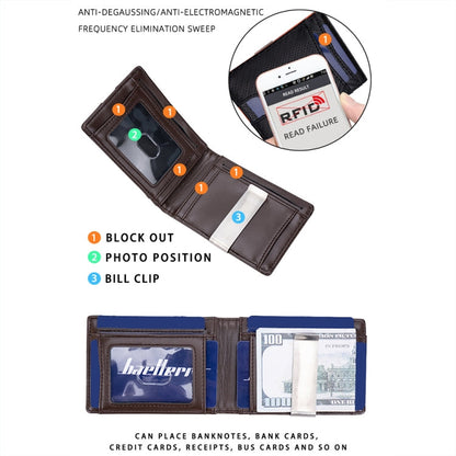 Baellerry RFID Anti-Theft Multi-Card Slot Contrasting Color Wallet Card Holder(Coffee)