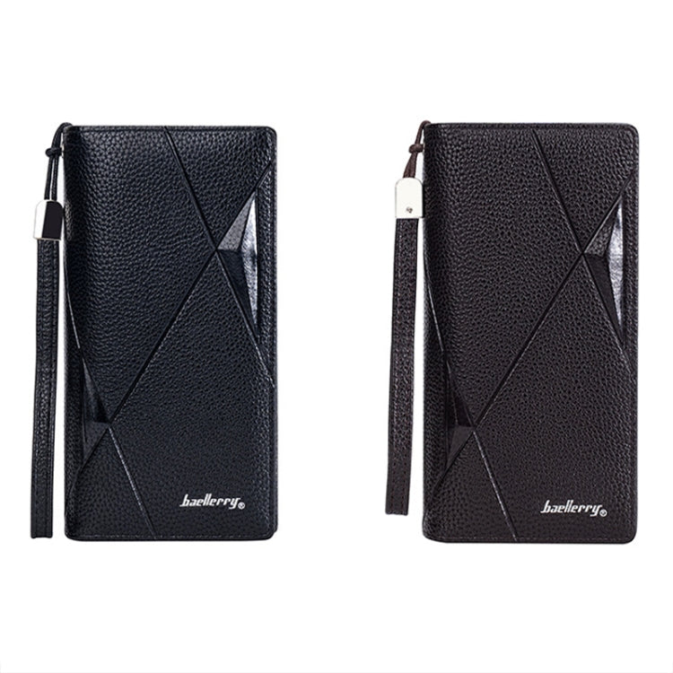 Baellerry S1240 Lychee Pattern Business Casual Zipper Long Wallet Multi-card Slot Clutch Bag(Black)