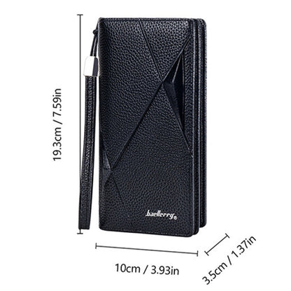 Baellerry S1240 Lychee Pattern Business Casual Zipper Long Wallet Multi-card Slot Clutch Bag(Coffee)