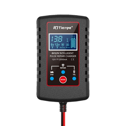 RJtianye 6V/12V ASE Adapter Cable Car Motorcycle Lawn Mower Battery Charger(EU Plug)