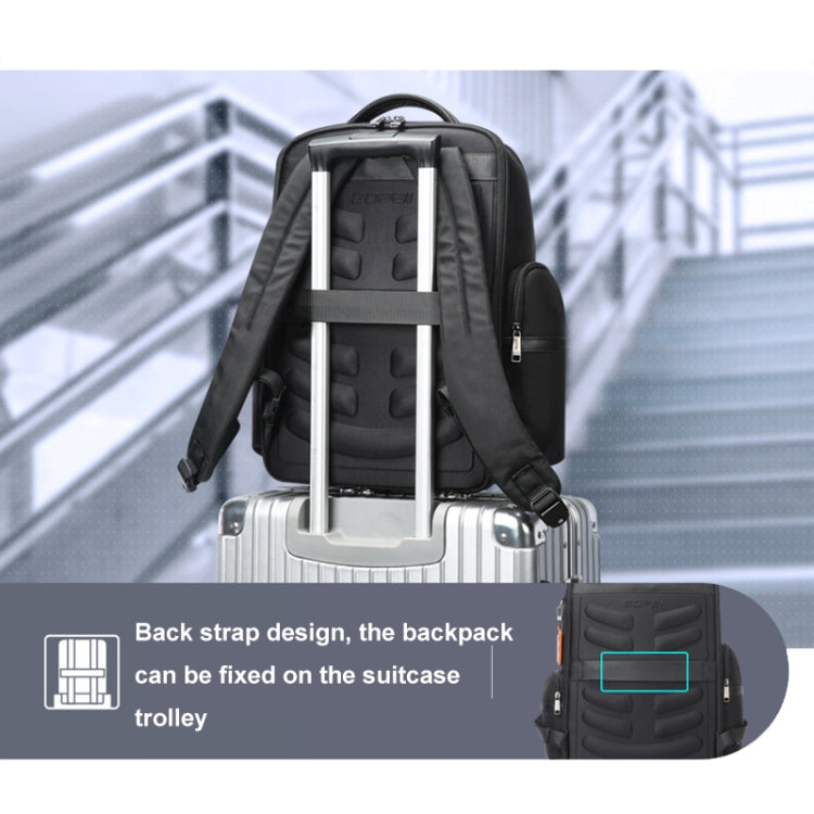 Bopai 61-121601 Large Capacity Waterproof Business Laptop Backpack With USB+Type-C Port(Blue)