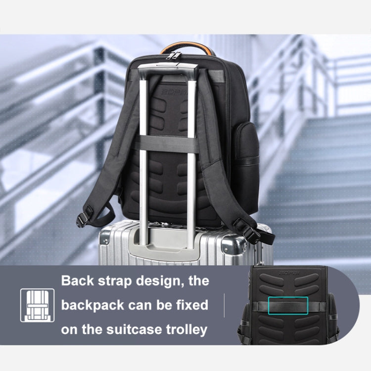 Bopai 61-91911 Large Capacity Business Waterproof Laptop Backpack With USB+Type-C Port(Black)