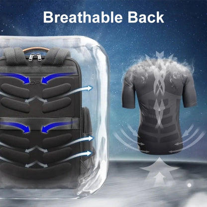 Bopai 61-91911 Large Capacity Business Waterproof Laptop Backpack With USB+Type-C Port(Black)